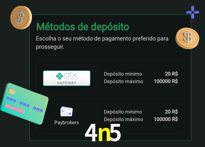 O cassino 4n5 oferece uma grande variedade de métodos de pagamento